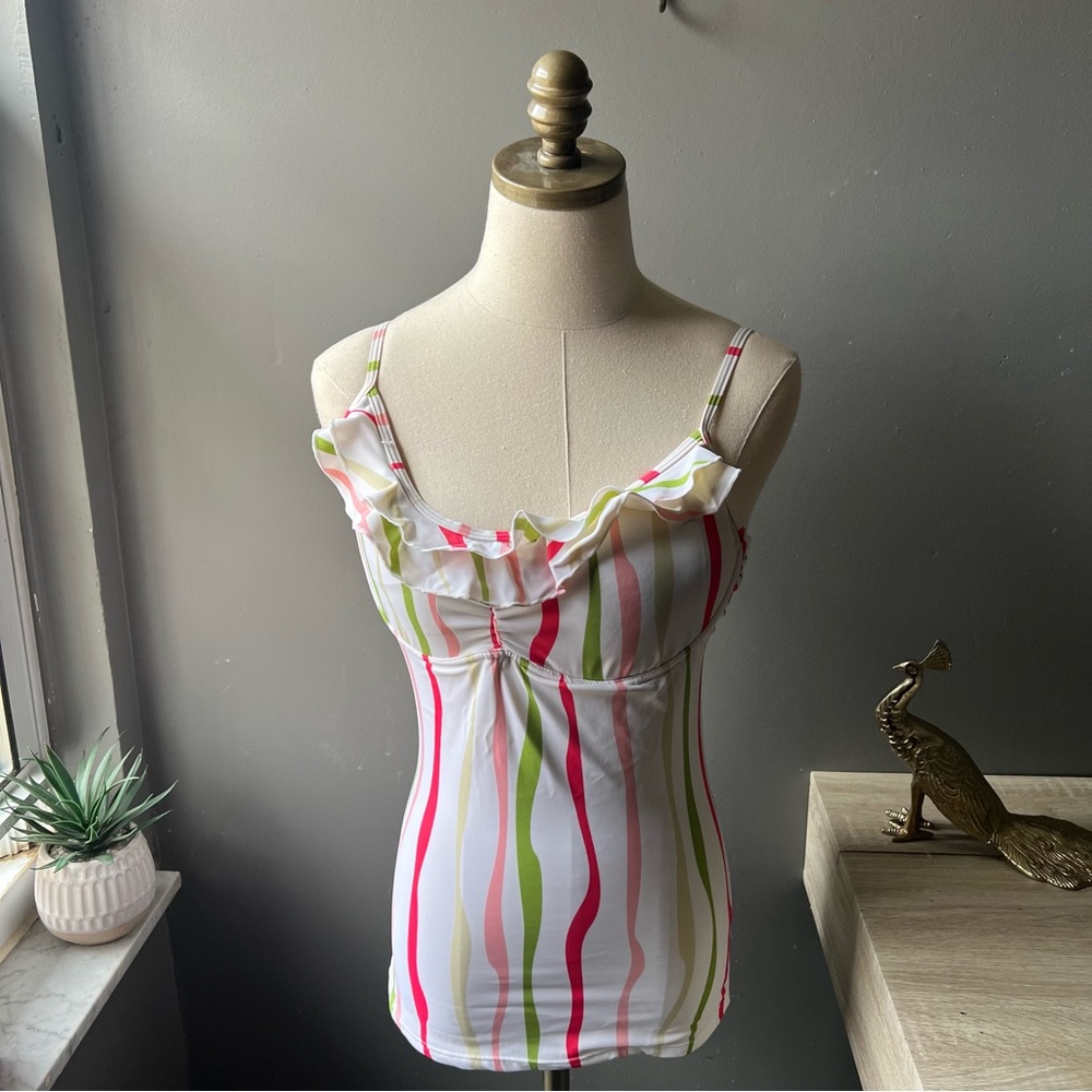 DownEast Basics Riviera Swim Tank Size Large Striped Stripes